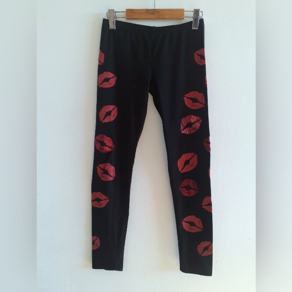 Rocky Horror inspired shiny lip printed leggings